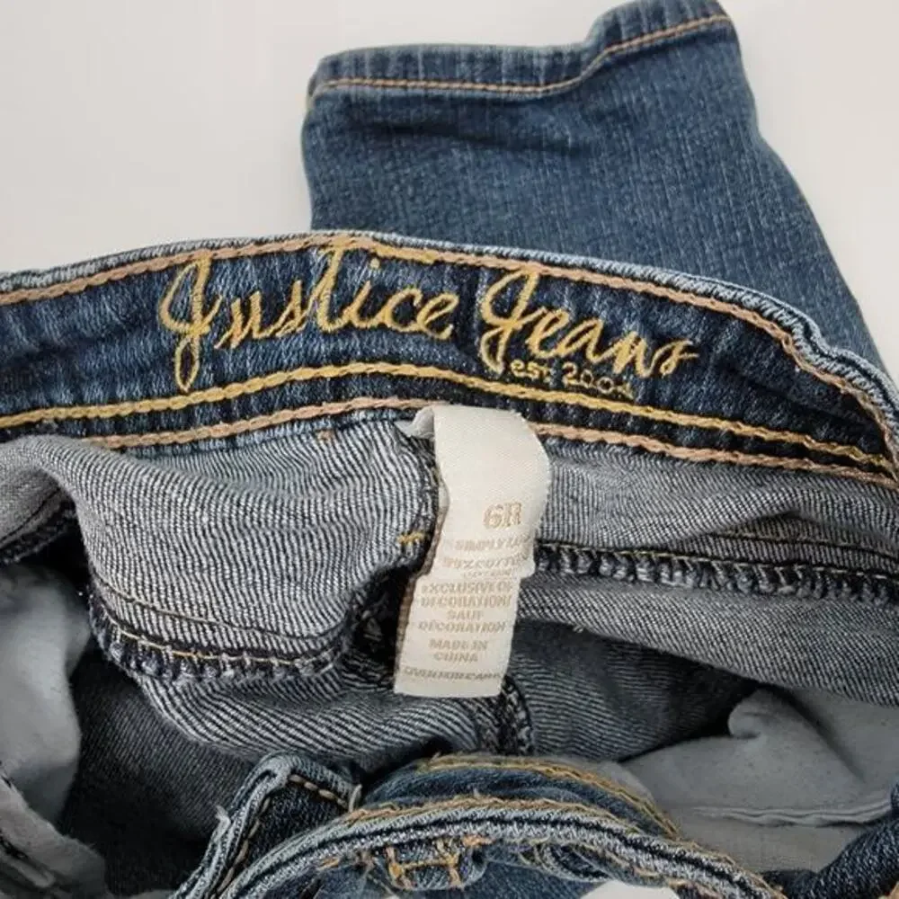 Justice Girls Distressed Denim Bermuda Shorts Size 6R
